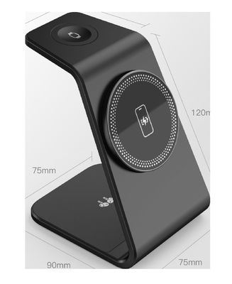 شاحن 3 في 1 لاسلكي صغير 5W خروج ساعة و 5W / 7.5W / 10W / 15W خروج لاسلكي
