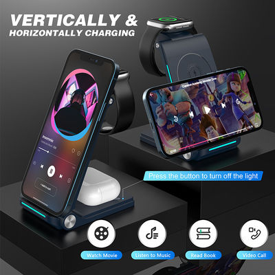 محطة شحن سريع متعددة الألوان لجهاز iPhone Apple Watch AirPods